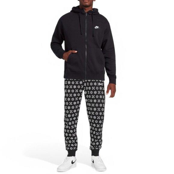 Nike Club Fleece Men's Size L Monogram Sweatsuit 2 PC Tracksuit Black/White NWT - Picture 13 of 13